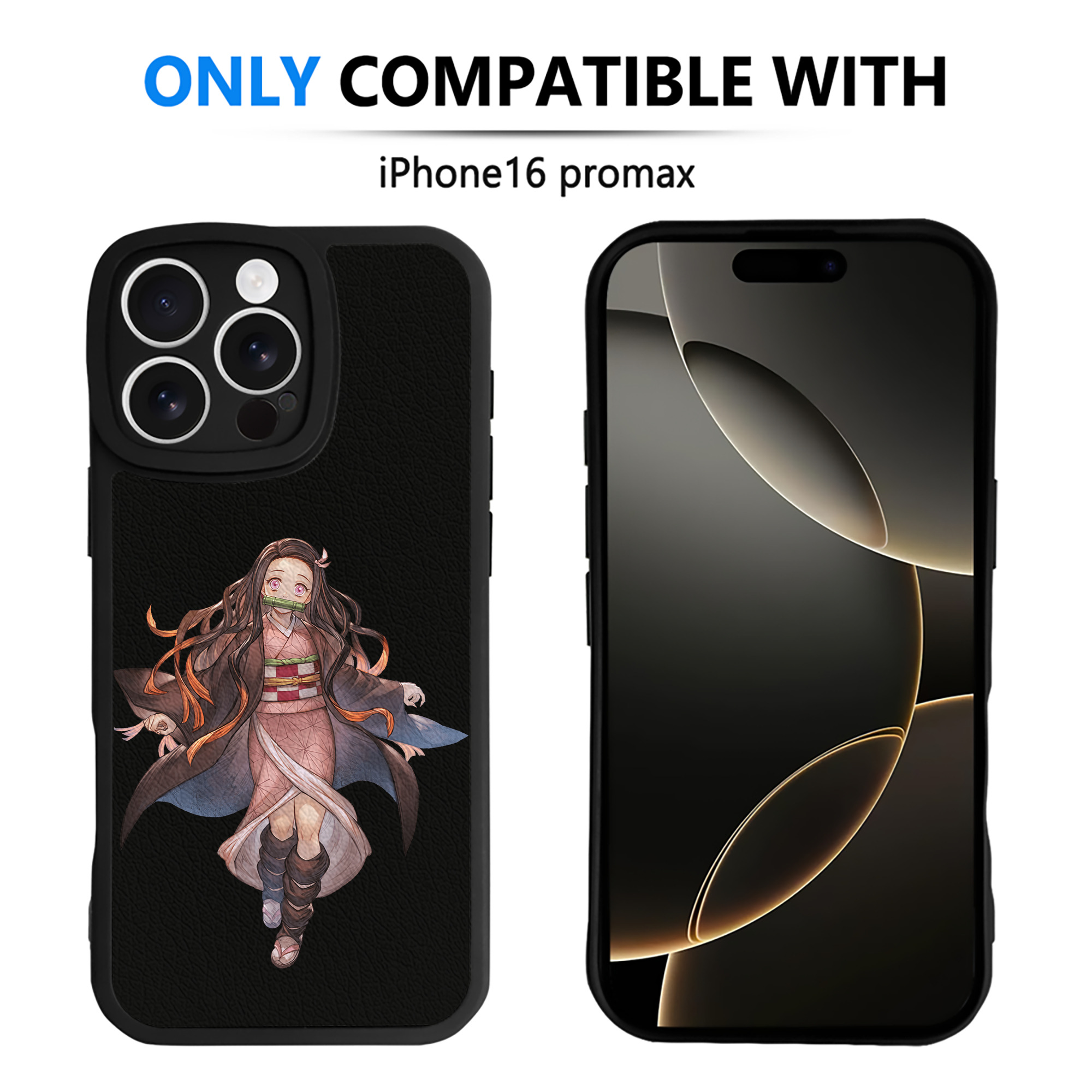 （画像用） 鬼滅の刃（きめつのやいば）竈門 禰󠄀豆子／かまど ねずこ Kamado Nezuko 【iPhone 16シリーズ対応】シリコンスマホケース（レザー調） 材質：シリコン